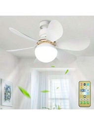 1入組螺紋插座風扇E26/E27插座，搭配遙控LED燈泡的吸頂風扇，三色燈可使用遙控器選擇，可作為家庭臥室、客廳、廚房、陽台的吊扇替換裝置