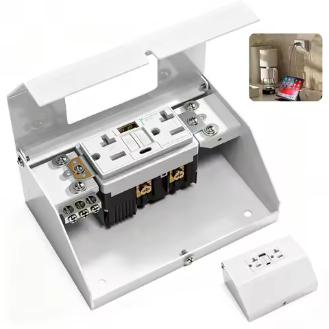 Under Cabinet Outlet, 20 Amp GFCI Under Cabinet Receptacle Hardwired Outlet with USB Ports & Cover