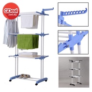 GDeal Multi Functional Portable Three Layer Foldable Mobile Laundry Clothes Drying Rack With Rotatab