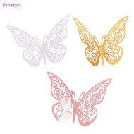 Pinkcat 12 Pieces 3D Hollow Butterfly Wall Sticker Bedroom Living Room Home Decoration DIY Wall Stickers Modern Wall Art Home Decoration SG