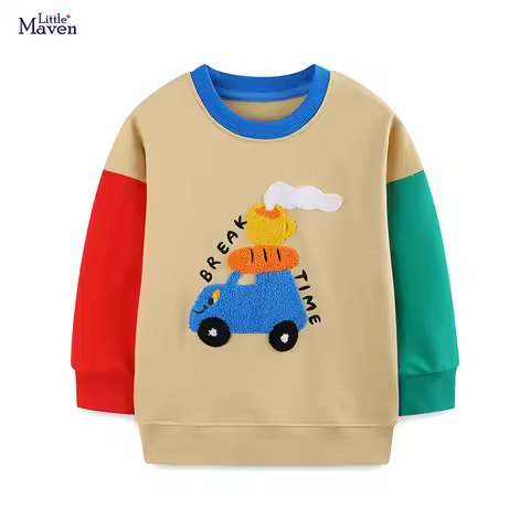 Little maven Baby Boys Kids Clothes Children's Clothing New Cartoon Excavators 2026 Autumn Spring In