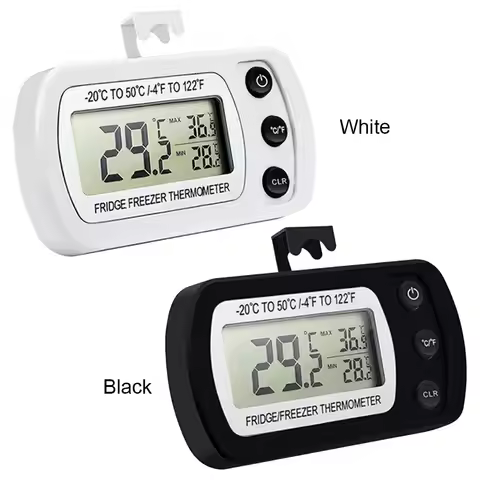 Digital Fridge Thermometer Large LCD Waterproof Refrigerator Freezer Thermometer Magnetic Back& Hook