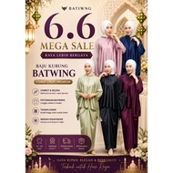 Baju Kurung Batwing Mulberry Silk Premium Set | Kain Pario | Free Size Muslimah Raya 2026 Elegant Ta