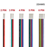 10Meters/20Meters 2pin/3pin/4pin/5pin/6pin Electrical Wire 22 AWG LED Strip Connector Cable For 5050