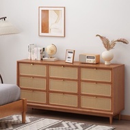 Nordic solid wood dining edge Japanese rattan edge cabinet foyer, simple living room, bedroom storag