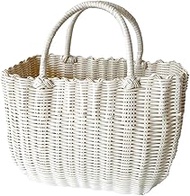 Sanritz al.atte 3P222BG Washable Antibacterial Material, Hand Woven Basket, Large, Modern Beige, Pla