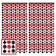1/2pcs Casino Black Red Foil Curtain Casino Glitter Fringe Curtains for Poker Night Card Game Birthd