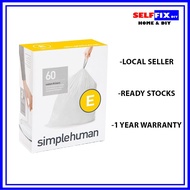 Simplehuman CW0255 Code E Liner Trash Bag 20L (60 liners)
