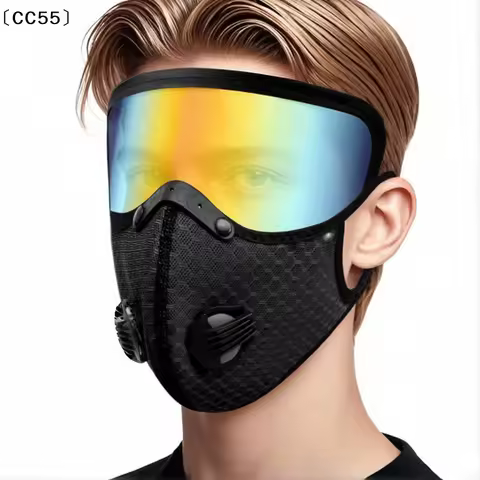 New Cycling Face Mask With Goggles Dust Mask Sport Washable Reusable Facemask For Men Bandana Filter