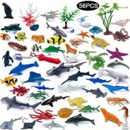 56PCS Mini Marine Animal Figures Set - Realistic Ocean Creature Models 1-7cm | Non-Toxic PVC for Fis