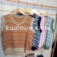 Sido Vintage Knitted Vest - Symmetrical Knitted Vest Vintage Vest