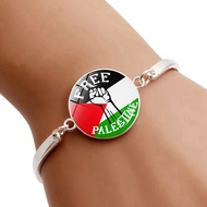 (MFPG) 12PCS Alloy Palestine Flag Bracelet Adjustable Palestine Braided Bracelet Detachable Palestin