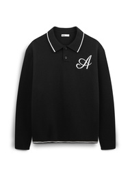 AIIZ (เอ ทู แซด) - AIIZ เสื้อโปโลผู้ชายแขนยาวผ้าถัก AIIZ Mens A Logo Tipping Polo