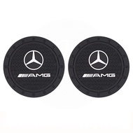 1/2Pcs Car Cup Water Mat Coaster Auto Decoration Interior Accessories for AMG for Mercedes Benz AMG W210 W211 W203 W204 W212 W123 W124 G500 S320 E320 C180
