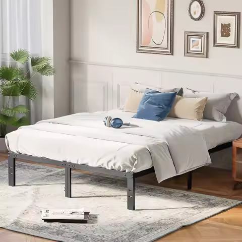 JHK Basic 12IN Twin Full Queen King Size Bed Frame Metal Platform Bedroom Frames with Storage Space 
