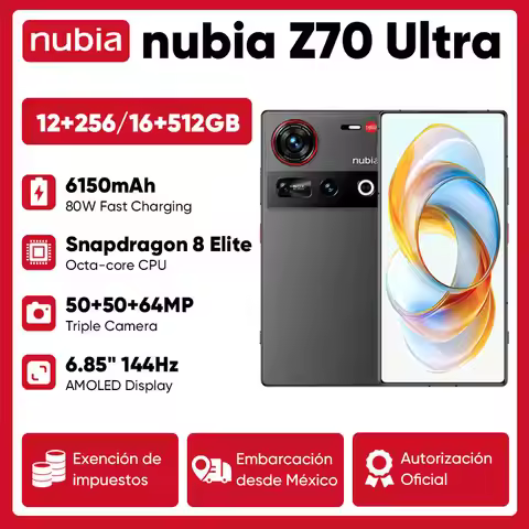 Smartphone Nubia Z70 Ultra NX733J 5G Versión Global Snapdragon 8 Elite 6,85" 144 Hz 6150 mAh