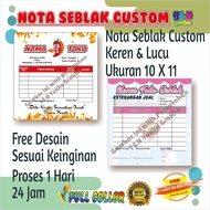 Seblak note custom note size 1/ 6 1 Ply 2 Ply 3 Ply note size 10 x 11 your own name y&h yudha graphi