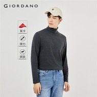 GIORDANO Men T-Shirts Turtleneck Smoth Sanded Chunky Tee Long Sleeve Solid Color Simple Basic Fashio