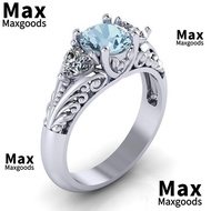 Maxg Aquamarine Cincin Fashion Wanita Perhiasan Sterling Silver