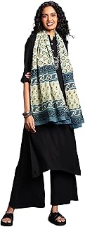 Women's Ajrakh Batik Bagru Block Print Pure Cotton Scarf/Stole (28"x72")