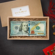 大富翁鈔票四重紗手作方巾 美金 美元  手帕 招財 幸運物 禮物