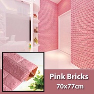 Wallpaper 3D Foam / Motif Timbul 3mm Bata Pink Stiker dinding