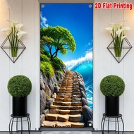 1pc, 2d flat printing Elegant Door Banner 70.9x 35.4in party banner Sunny Path to Ocean Durable Poly