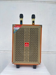 bộ loa kéo karaoke bluetooth kèm 2 micro không dây ontekco 8002- bass 20 có sạc khiển chuyển bài