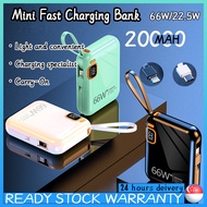 SG[In Stock]  Mini PowerBank Fast Charging High Capacity  20000mAh   Built-in cables Power Bank Portable Digital Display