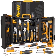 Hi-Spec 113-Piece Household Machine Repair Kit Toolbox Pliers Claw Hammer Screwdriver Repair Kit