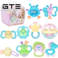 GTE Cartoon Baby Soft 10 In 1 Rattle Toy Newborn Colourful Teether Educational Toys With Storage Box