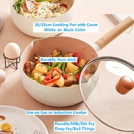 20cm 22cm White Induction Noodle Pot, Milk Pot Frying Pan Wok Soup Pot
