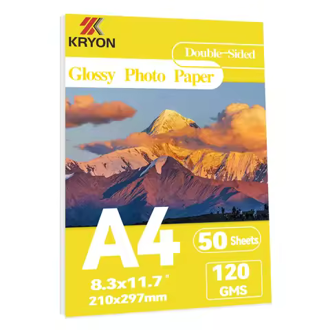 KRYON 50 Sheets A4 Double-Sided Photo Paper High Glossy Photographic Paper 8.3x11.7 Inch Compatible 