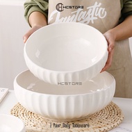 HCSTORE - ELEGANT PLAIN WHITE BOWLS SIZE 20cm AND 25cm SUITABLE FOR JUMBO PORTIONS, HEAT RESISTANT, 