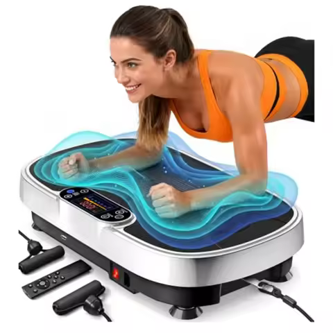 Home gym vibration plate exercise machine steel frame black 455-lb capacity with Bluetooth speaker a
