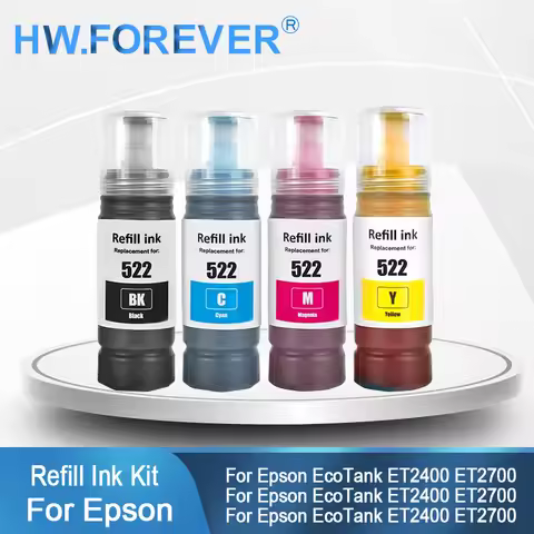 522 T522 Dye Refill Ink For Epson EcoTank EcoTank ET2400 ET2700 ET2800 ET3700 ET2720 ET2750 ET2803 E