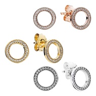 【2026 New Arrival】S925 Sterling Silver Round Stud Earrings with Zirconia Inlay / Stylish Minimalist 