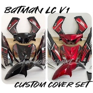 READY STOCK  Custom Cover Set YAMHA LC135 V1 Batman  ( 227 ) Black / Red / Hitam / Merah