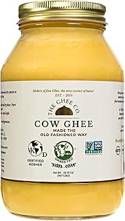 The Ghee Co. -32 Oz Glass Jar,Crafted homestyle with Real Butter, Grass Fed, Certified Non-GMO, Kosh