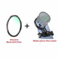 Telesin 1/4 Black Mist Filter DSLR Camera Lens Protection for Smartphone Mounts (67mm.)