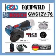 BOSCH 12V GWS12V-76 CORDLESS MINI ANGLE GRINDER 76MM (3") BRUSHLESS + 2.0AH BATTERY + GAL1210CV CHAR