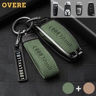 Zinc Alloy Leather Car Key Case Protector Full Wrap Cover Smart Key For Audi A3 8l A1 Q5 TT mk2 A5 A