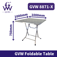 GVW Square Stainless Steel Foldable Table Working Table Dining Table Meja Lipat Meja Makan