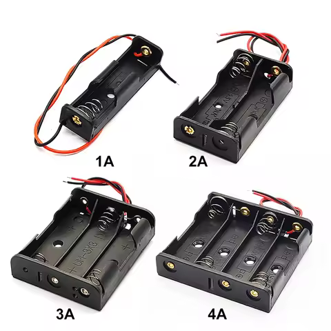 AA Power Battery Holder 3.7V 18650 Power Battery Case Box DIY Leads with Wire Leads Plastic Battery 