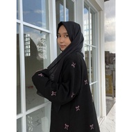 TEENAGE ABAYA WITH EMBROIDERED COQUETTE RIBBON