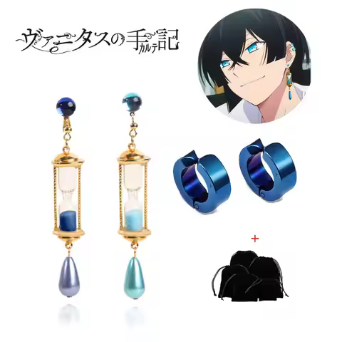 Vanitas Earrings Cosplay Coserland The Case Study of Vanitas No Karte Hourglass Drop Earrings Blue J