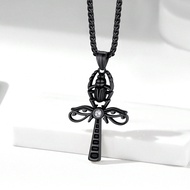 1ชิ้น สร้อยคอจี้ Ankh Cross สแตนเลสวินเทจ สำหรับผู้หญิง คู่รัก เครื่องรางของขวัญวันเกิด