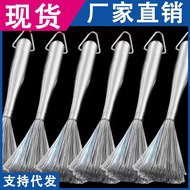KY/💯Stainless Steel Wok Brush Kitchen Special Long Handle Brush Pot Artifact Washing Wok Brush Brush Pot Steel Wire Clea