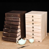 High-End Pu'er Brick Tea Box Chinese Fuding White Tea Storage Box Vintage Drawer Brick Tea Cabinet Multi-Layer Solid Wood Gift Box/Chinese Pu'er tea storage Cabinet
