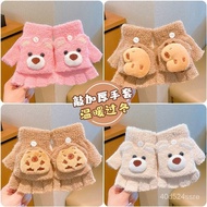 [Taiwan Shipment] Kapibara Gloves Baby Winter Warm Children's Flip Half-Finger Cute Girl Cartoon Exp